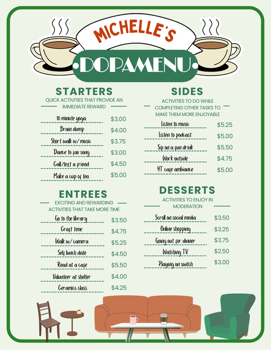 FRIENDS Central Perk Dopamine Menu (Digital Download)