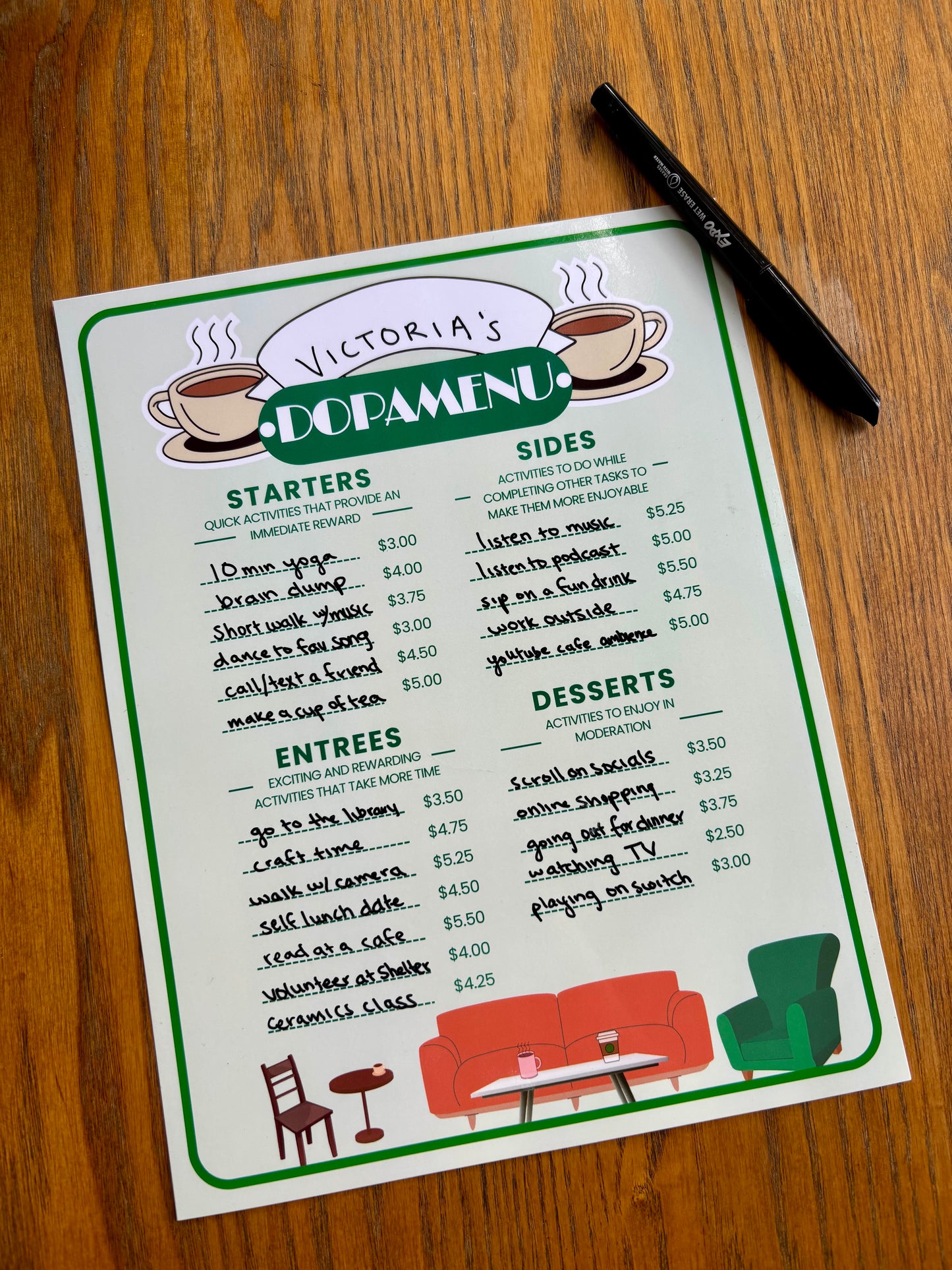 FRIENDS Central Perk Dopamenu (Printed)